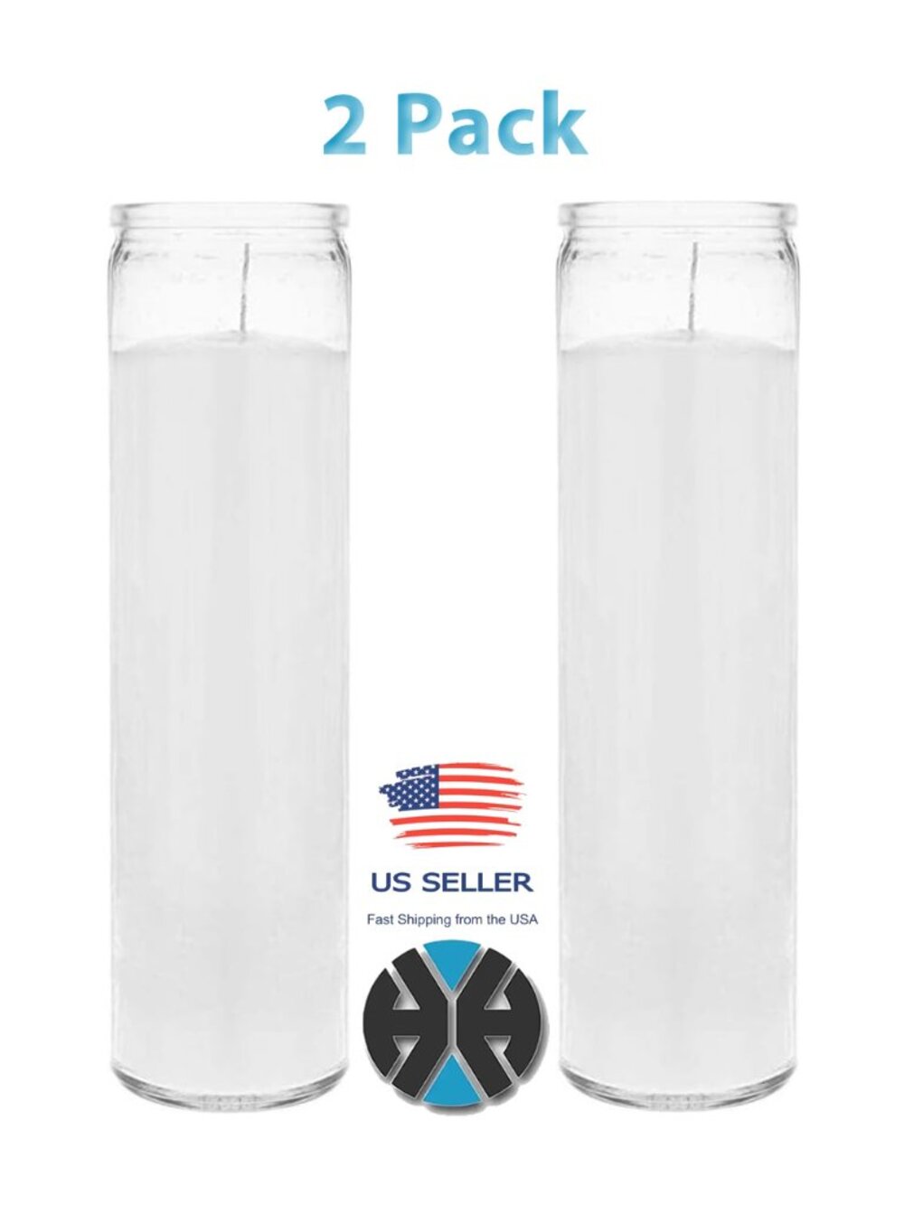 2 Pack White Glass Prayer Candles (2x8 Inch, 90 Hour) – Unscented Aromatherapy